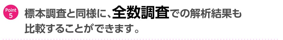 標本調査と同様に、全数調査での解析結果も比較することができます。
